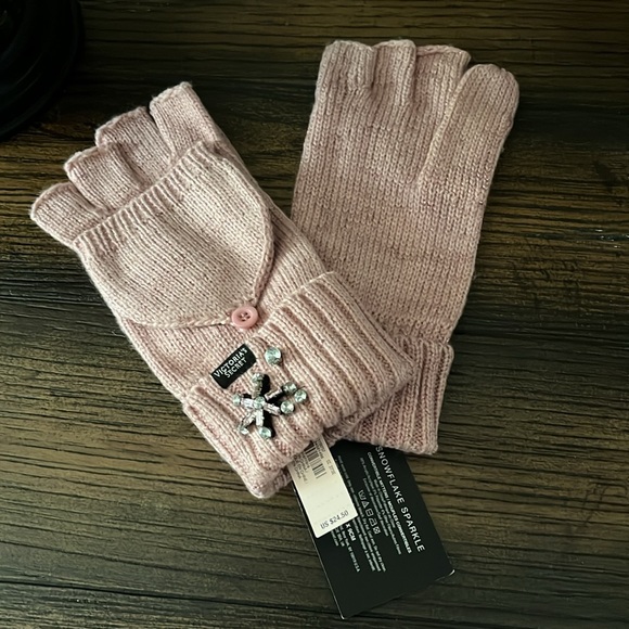 Victoria's Secret Snowflake Sparkle Fingerless Convertible Mittens NWT - Picture 1 of 7
